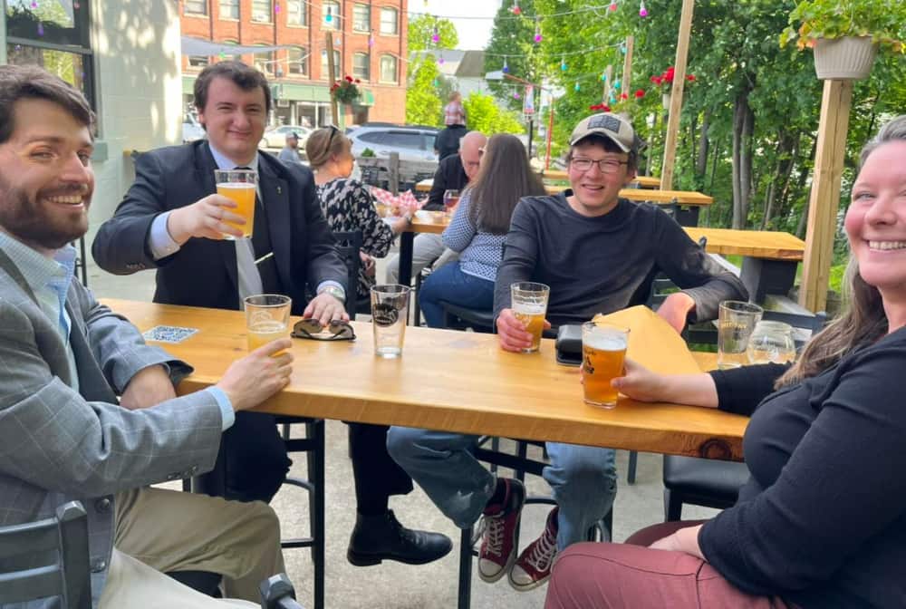 Group of people dining outdoors