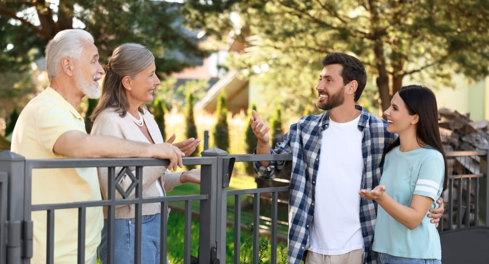 Neighbors meeting over fence